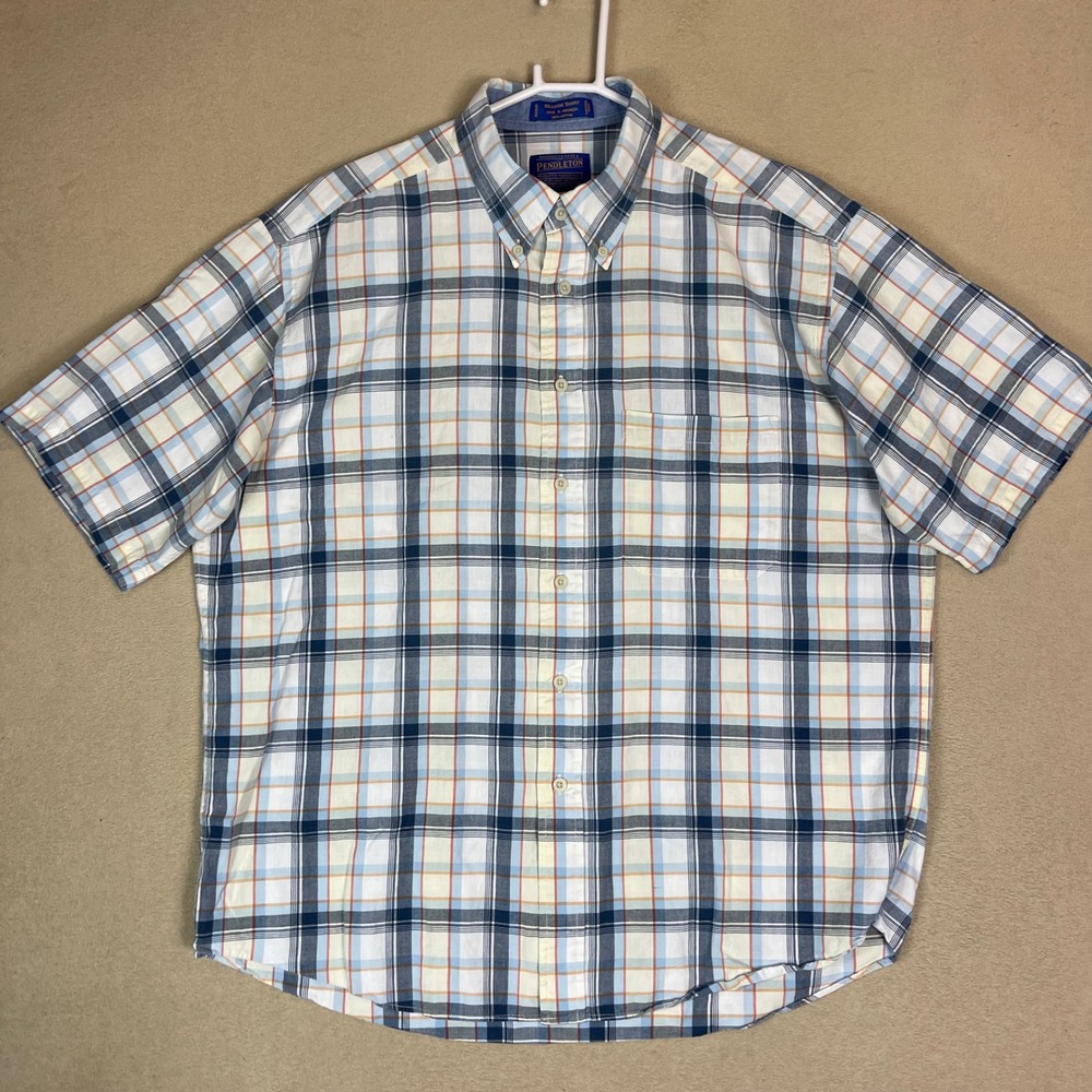 Pendleton Seaside‎ Shirt Mens XL Plaid Button Down Short Sleeve Pocket